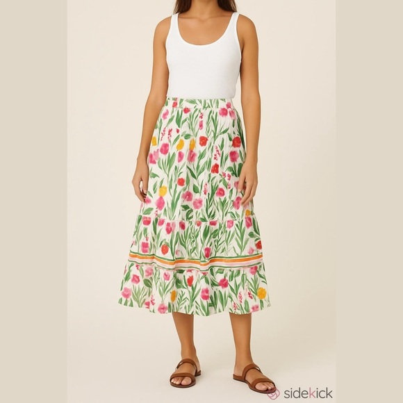 Rachel Zoe Dresses & Skirts - Rachel Zoe Linen Blend floral midi skirt